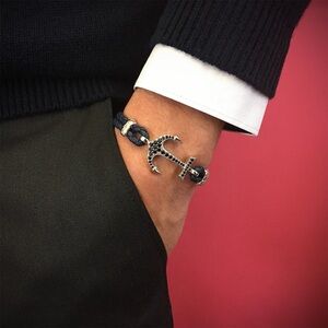 DAVID YURMAN Maritime Anchor Bracelet with Pavé Black Diamonds